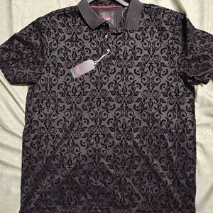 Goth Bruno Luxe Velvet Flocked Short Sleeve Henley II